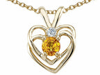 Tommaso Design™ Round 4mm Genuine Citrine Heart Pendant Necklace