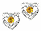 Tommaso Design™ Round 4mm Genuine Citrine Heart Earrings