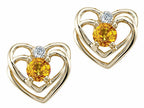 Tommaso Design™ Round 4mm Genuine Citrine Heart Earrings