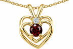 Star K Round 4mm Genuine Garnet Heart Pendant Necklace