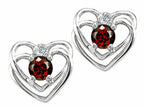 Tommaso Design™ Round 4mm Genuine Garnet Heart Earrings