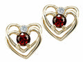 Tommaso Design™ Round 4mm Genuine Garnet Heart Earrings