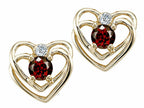 Tommaso Design™ Round 4mm Genuine Garnet Heart Earrings