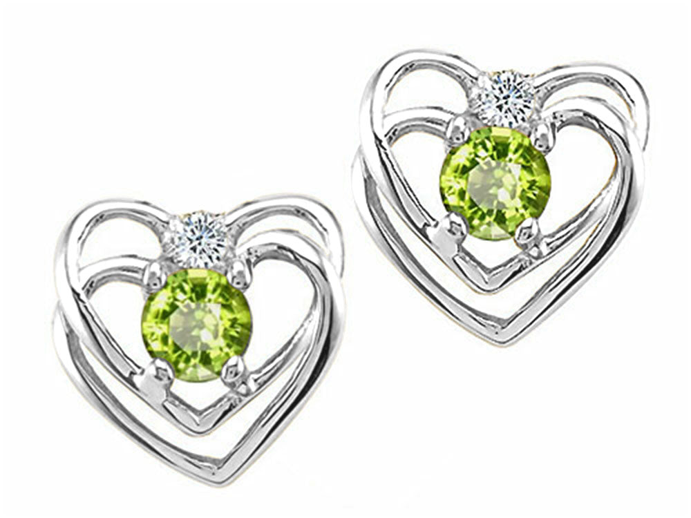 Tommaso Design™ Round 4mm Genuine Peridot Heart Earrings
