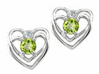 Tommaso Design™ Round 4mm Genuine Peridot Heart Earrings