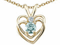 Tommaso Design™ Round 4mm Genuine Aquamarine Heart Pendant Necklace