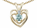 Tommaso Design™ Round 4mm Genuine Aquamarine Heart Pendant Necklace