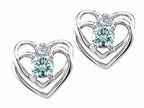 Tommaso Design™ Round 4mm Genuine Aquamarine Heart Earrings