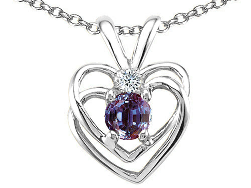 Tommaso Design™ Round 4mm Simulated Alexandrite Heart Pendant Necklace
