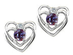 Tommaso Design™ Round 4mm Simulated Alexandrite Heart Earrings