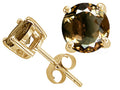 Tommaso Design™ Round 7mm Genuine Smoky Quartz Earrings Studs
