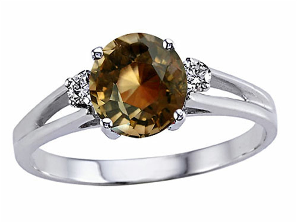 Tommaso Design™ Round 7mm Genuine Smoky Quartz Ring
