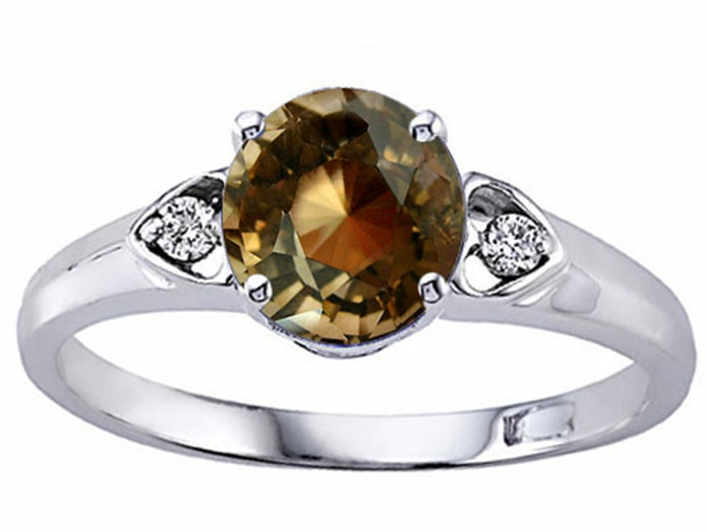 Tommaso Design™ Round 7mm Genuine Smoky Quartz Engagement Ring