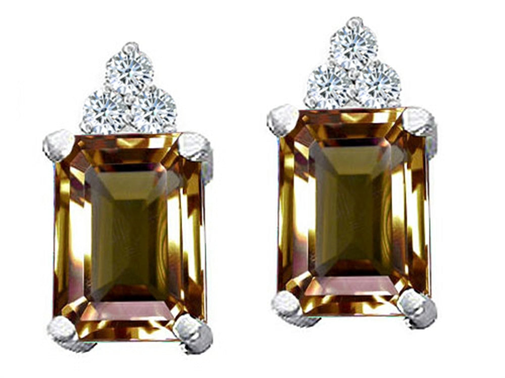 Tommaso Design™ Emerald Cut 8x6 mm Genuine Smoky Quartz Earrings