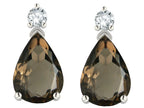 Tommaso Design™ Pear Shape 8x6mm Genuine Smoky Quartz Earrings