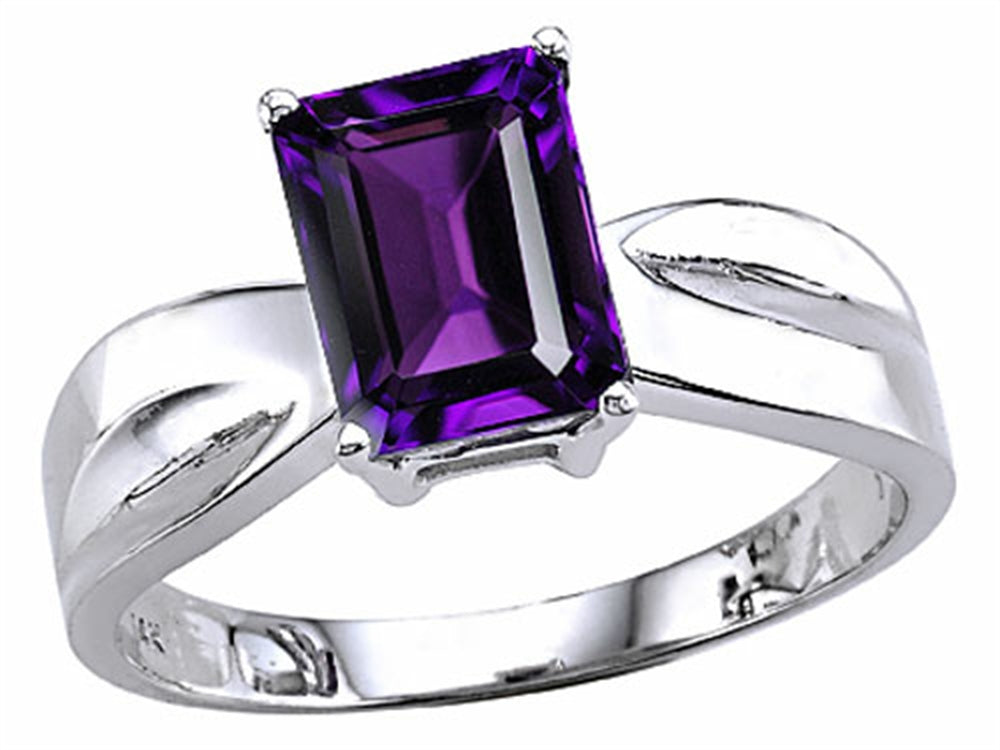 Tommaso Design™ Emerald Cut Genuine Amethyst Ring