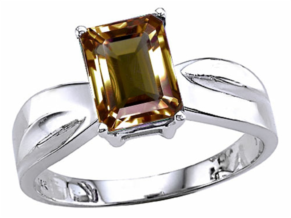 Tommaso Design™ Emerald Cut 8x6 mm Genuine Smoky Quartz Ring