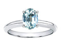 Tommaso Design™ Genuine Aquamarine Oval 8x6mm Solitaire Engagement Ring