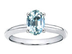 Tommaso Design™ Genuine Aquamarine Oval 8x6mm Solitaire Engagement Ring