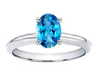Tommaso Design™ Oval 8x6mm Genuine Blue Topaz Solitaire Engagement Ring