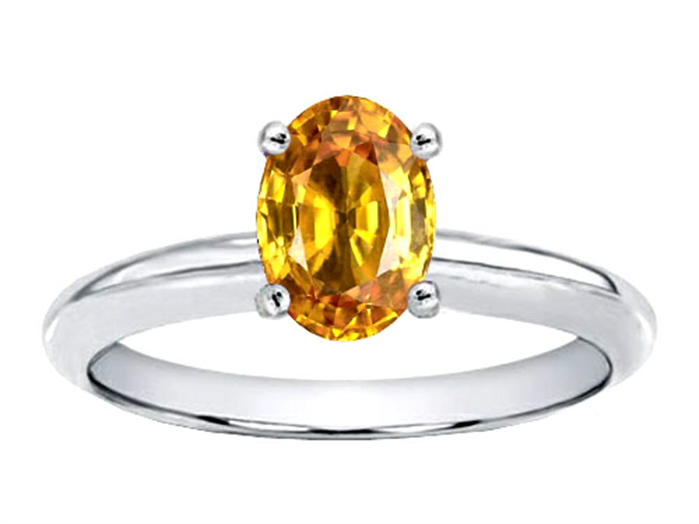 Tommaso Design™ Oval 8x6mm Genuine Citrine Solitaire Engagement Ring