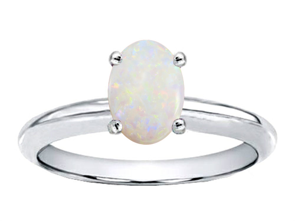 Tommaso Design™ Oval 8x6mm Genuine Opal Solitaire Engagement Ring