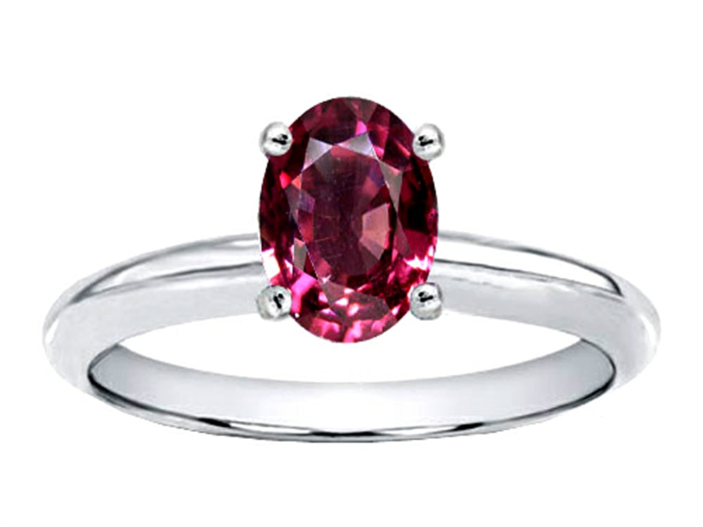 Tommaso Design™ Oval 8x6mm Genuine Rhodolite Solitaire Engagement Ring