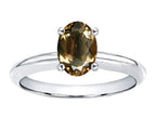Tommaso Design™ Genuine Smoky Quartz Oval 8x6mm Solitaire Engagement Ring