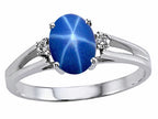 Tommaso Design™ Created Star Sapphire and Genuine Diamonds Ring