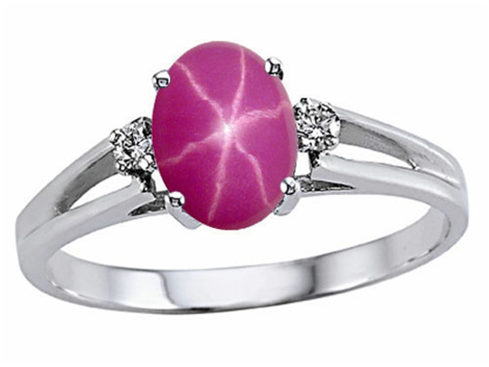 Tommaso Design™ Oval 7x5mm Created Star Ruby s Ring