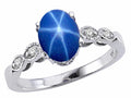 Tommaso Design™ Created Star Sapphire and Genuine Diamond Ring