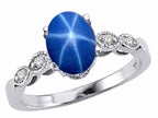 Tommaso Design™ Created Star Sapphire and Genuine Diamond Ring