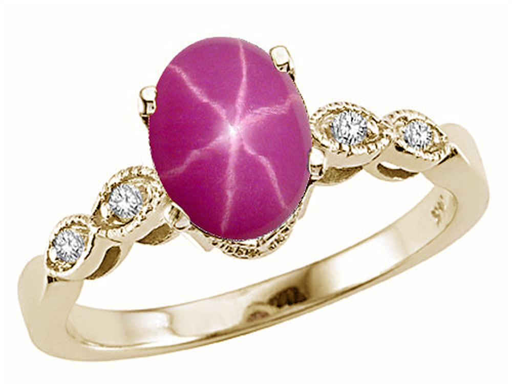 Tommaso Design™ Oval 8x6mm Created Star Ruby Ring