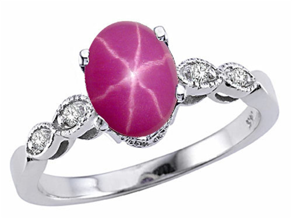 Tommaso Design™ Oval 8x6mm Created Star Ruby Ring