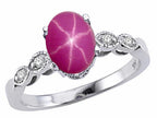 Tommaso Design™ Oval 8x6mm Created Star Ruby Ring