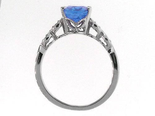 Tommaso Design™ Round 7mm Genuine Blue Topaz Solitaire Engagement Ring