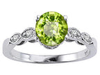 Tommaso Design™ Round 7mm Genuine Peridot Solitaire Engagement Ring