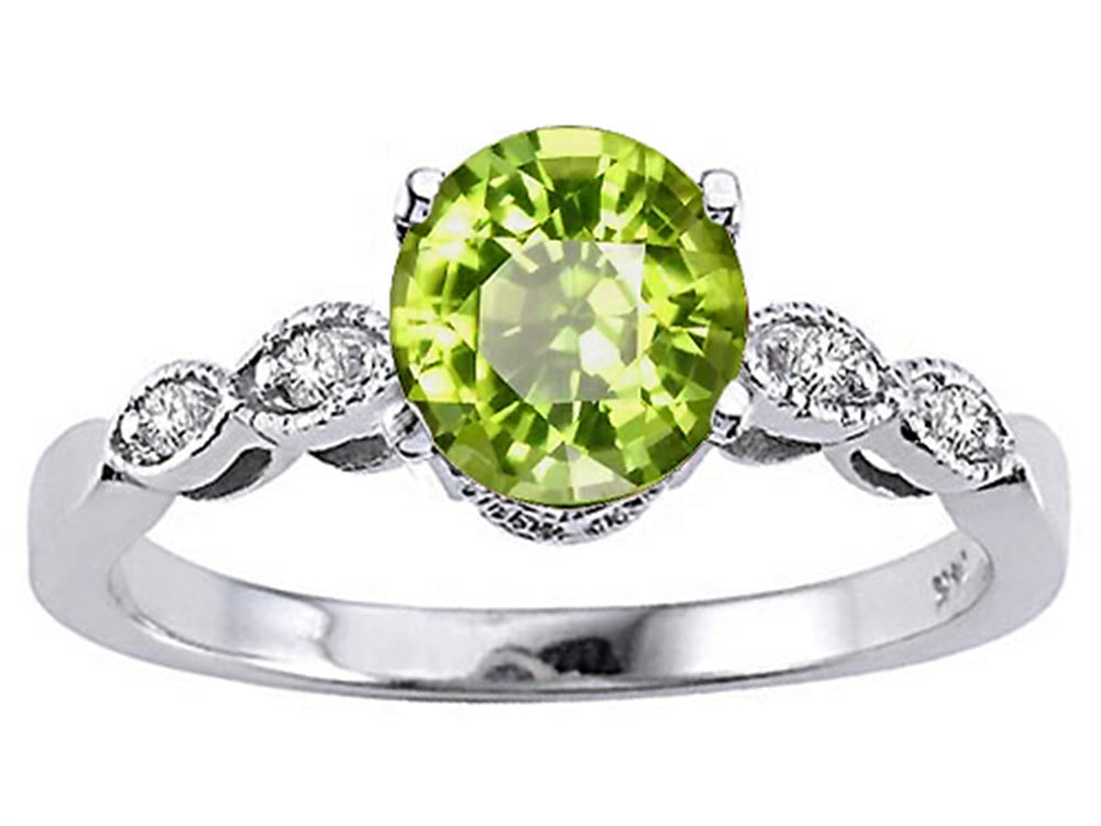 Tommaso Design™ Round 7mm Genuine Peridot Solitaire Engagement Ring