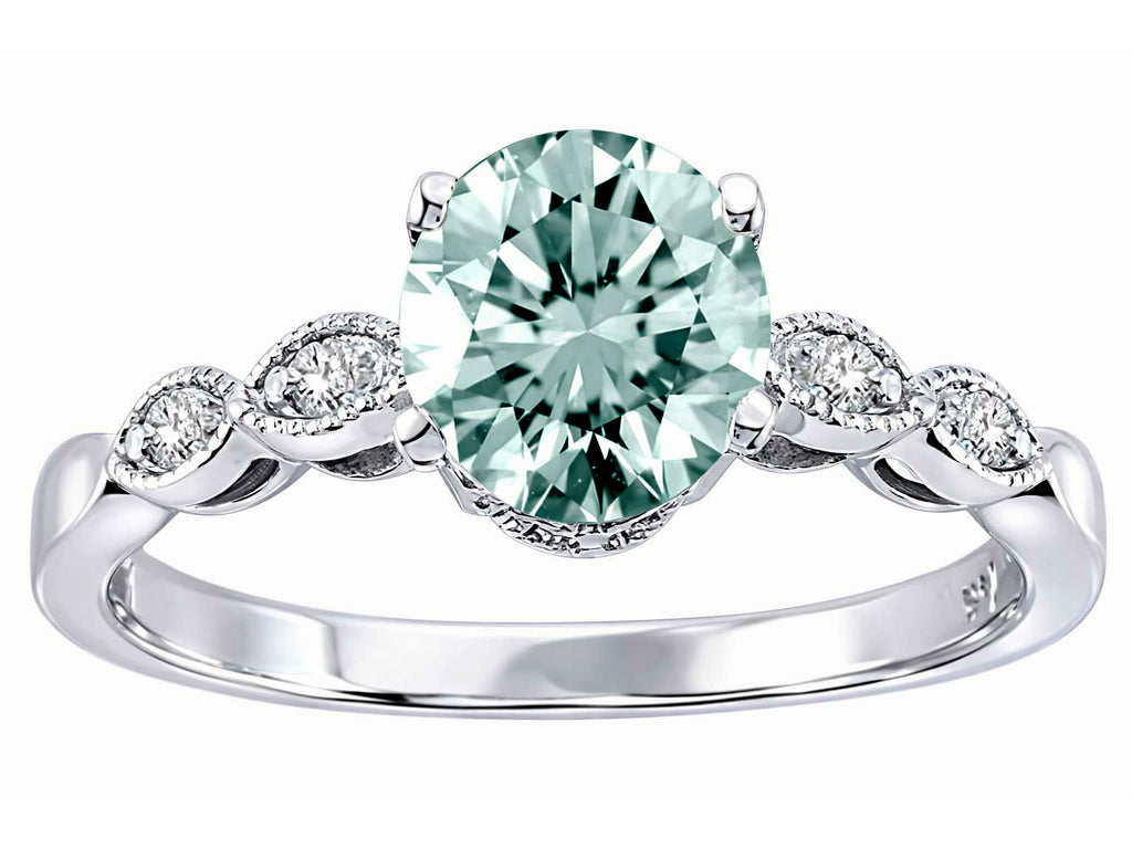 Tommaso Design™ Genuine Aquamarine Round 7mm s Solitaire Engagement Ring