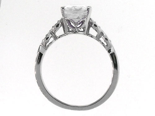 Tommaso Design™ 14k White Gold Solitaire 7mm White Topaz Round Vintage Look Engagement Promise Ring