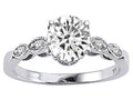 Tommaso Design™ 14k White Gold Solitaire 7mm White Topaz Round Vintage Look Engagement Promise Ring