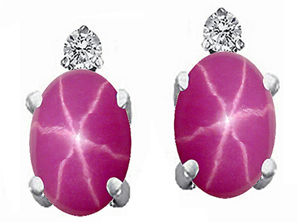 Tommaso Design™ Oval 8x6mm Created Star Ruby Earrings