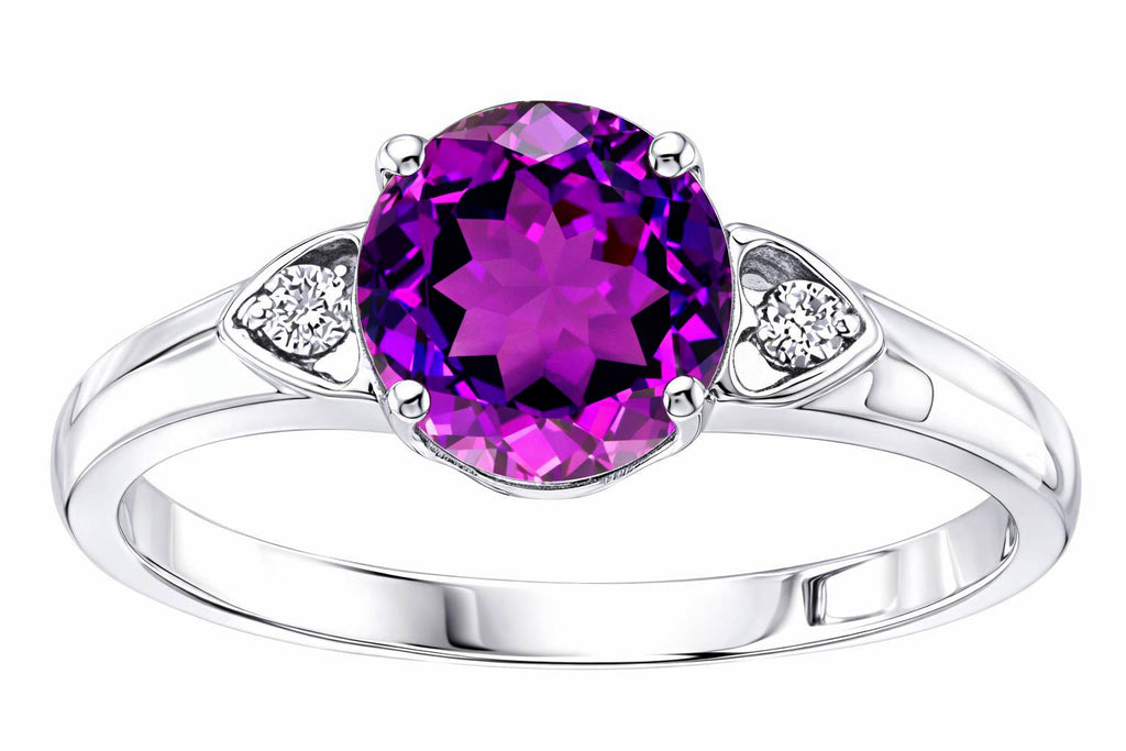 Tommaso Design™ Round Genuine Amethyst Engagement Ring
