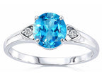 Star K Round 7mm Genuine Blue Topaz Engagement Ring
