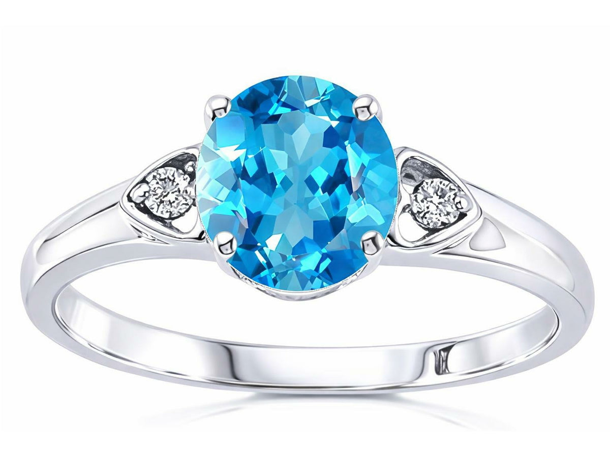 Star K Round 7mm Genuine Blue Topaz Engagement Ring