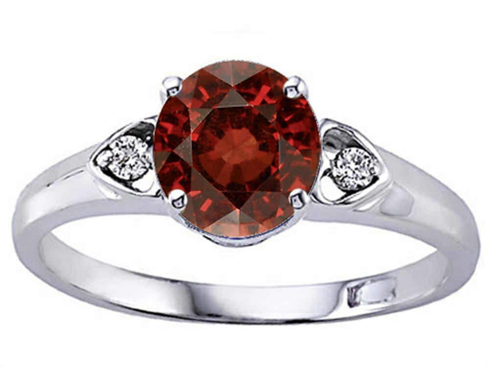 Tommaso Design™ Round Genuine Garnet Engagement Ring