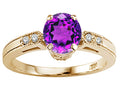 Tommaso Design™ Genuine Amethyst Engagement Ring