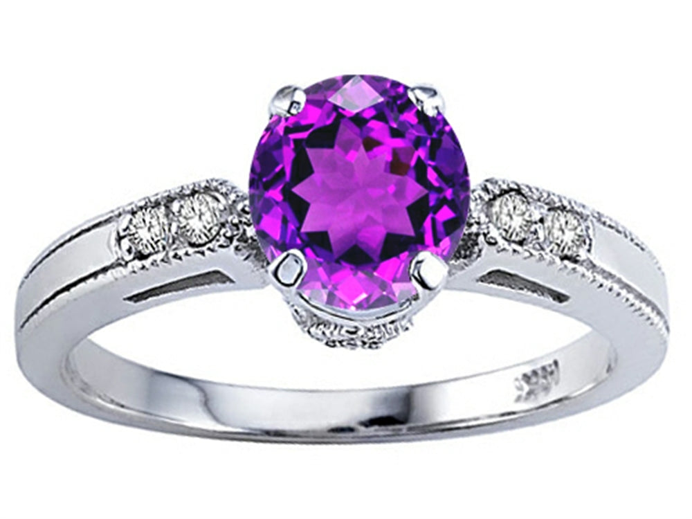 Tommaso Design™ Genuine Amethyst Engagement Ring