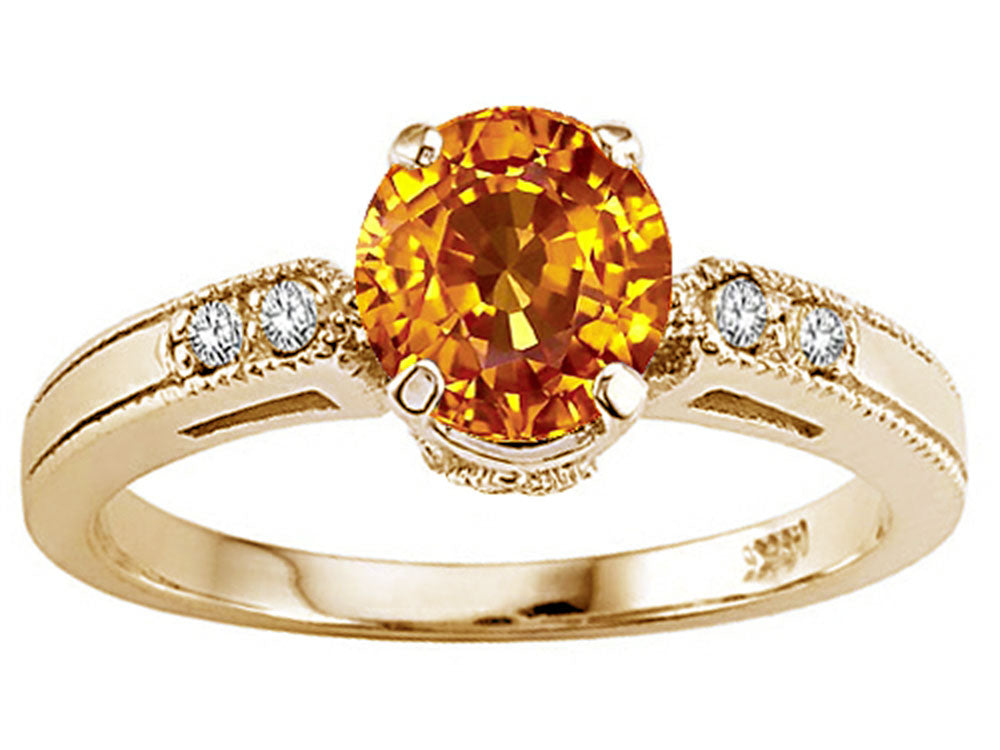 Tommaso Design™ Round 7mm Genuine Citrine Engagement Ring