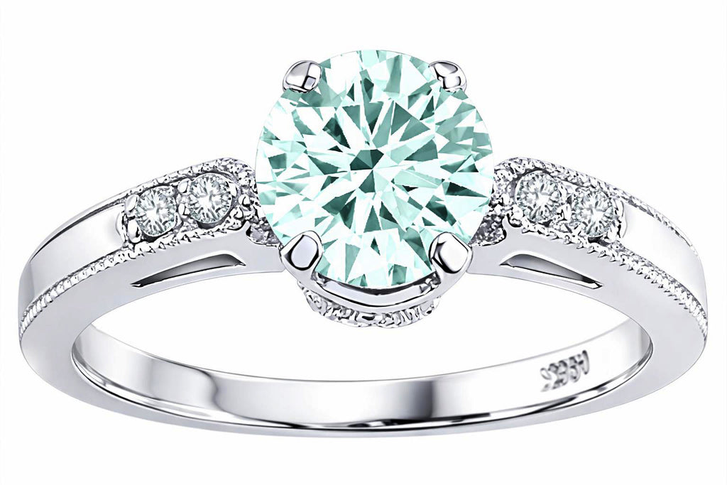 Tommaso Design Genuine Aquamarine Engagement Ring